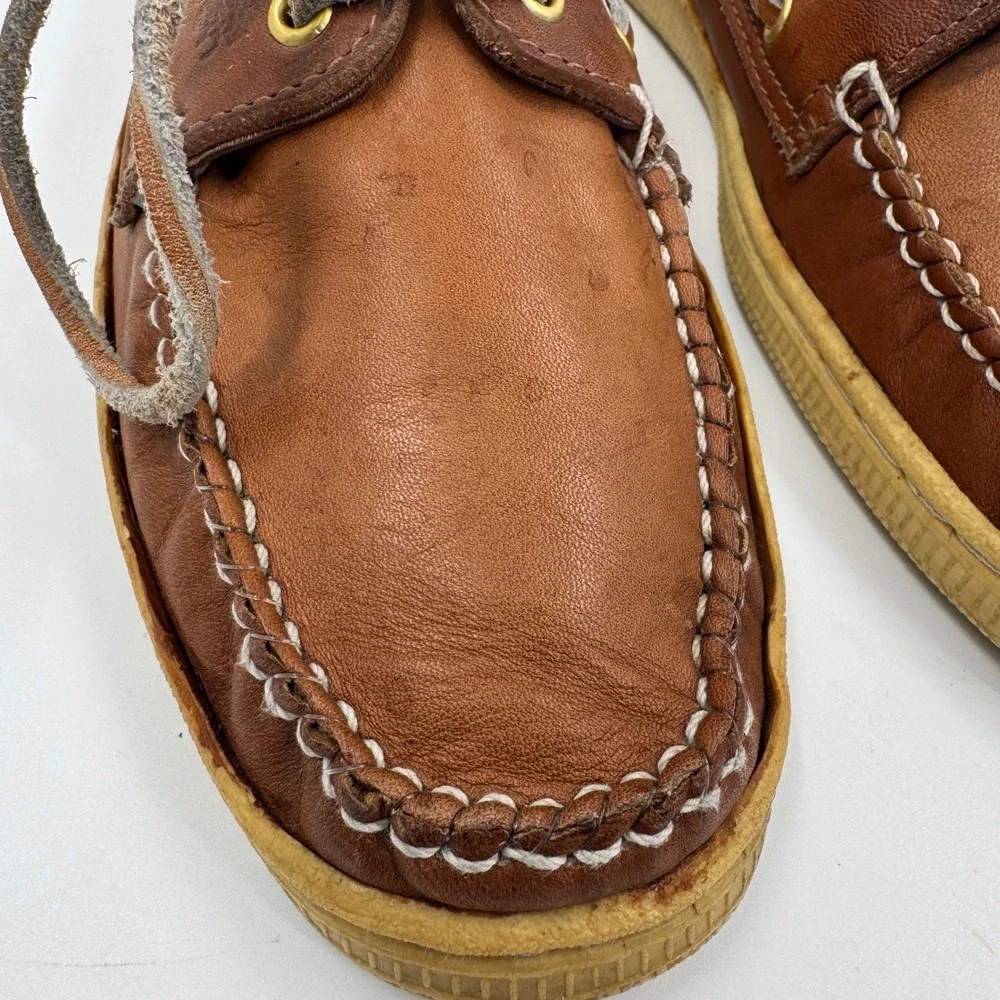 Vintage Coach Leather Boat Shoes Tan Brown Made in Italy‎ Deck Shoes Mens 8.5
